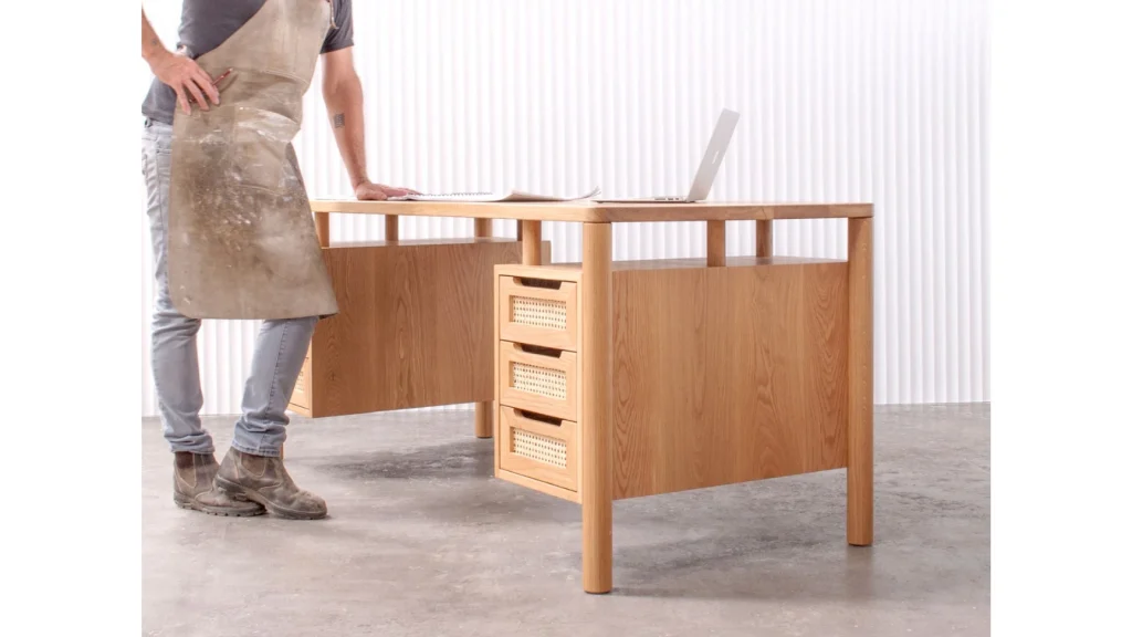 Kithe-Heron-American-oak-desk-rattan-drawers-4