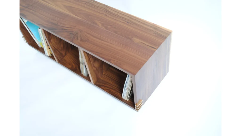 Kithe-walnut-timber-Lola-vinyl-record-lowline-storage-cubes-brass-detail-furniture-3
