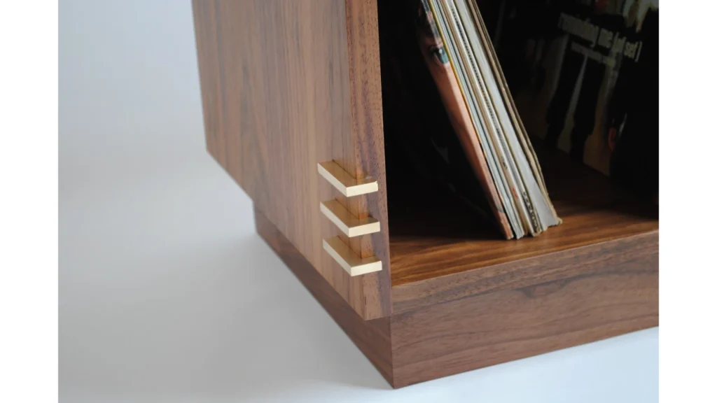 Kithe-walnut-timber-Lola-vinyl-record-lowline-storage-cubes-brass-detail-furniture-4